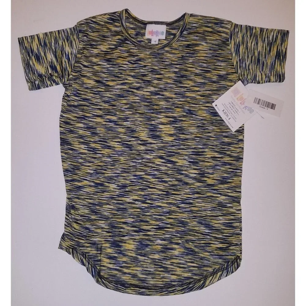 NWT LuLaRoe Gracie Tee Shirt Girls 4 Yellow Blue Zebra Print